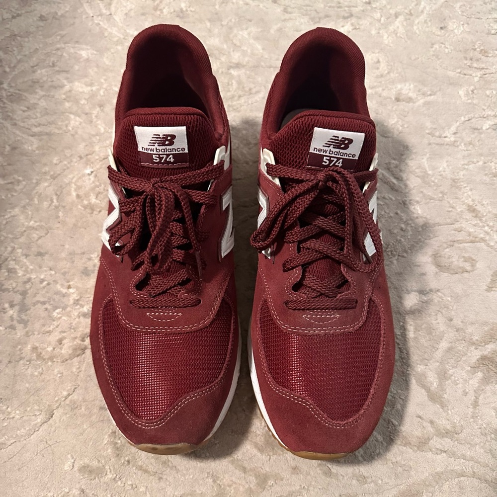New Balance Men's 574 Burgundy Sneakers